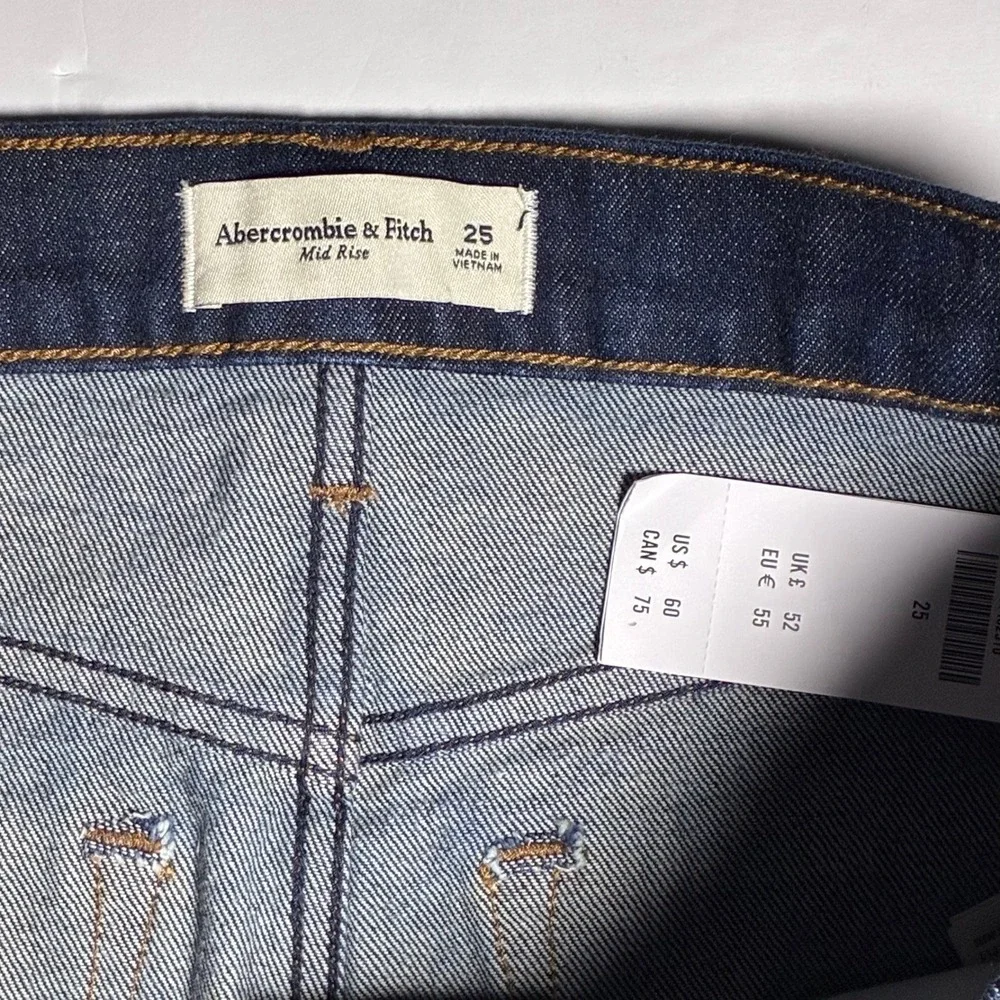 Abercrombie & Fitch Mid Rise Denim Jean Mini Skirt Coquette Clean Girl Size 25/0